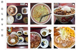 三国街道塩沢宿牧之通りで、もつ炒め定食が有名な食堂