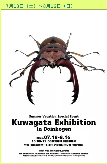 【長岡市栃尾】道院高原「クワガタ展」観覧無料！2026年8月16日まで開催